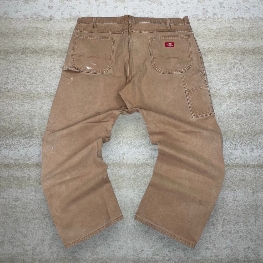 Vintage Y2K Dickies Carpenter Pants 40x30 Baggy Wide Leg Fit Tan Cotton Canvas